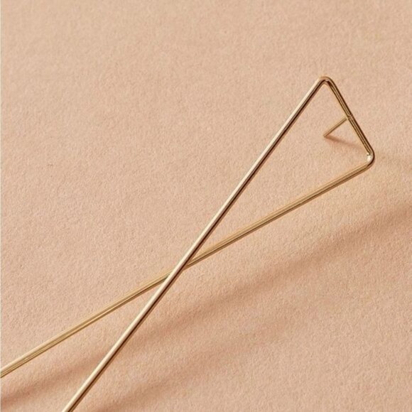 Gold Geometric Drop Earrings - Picture 2 of 2
